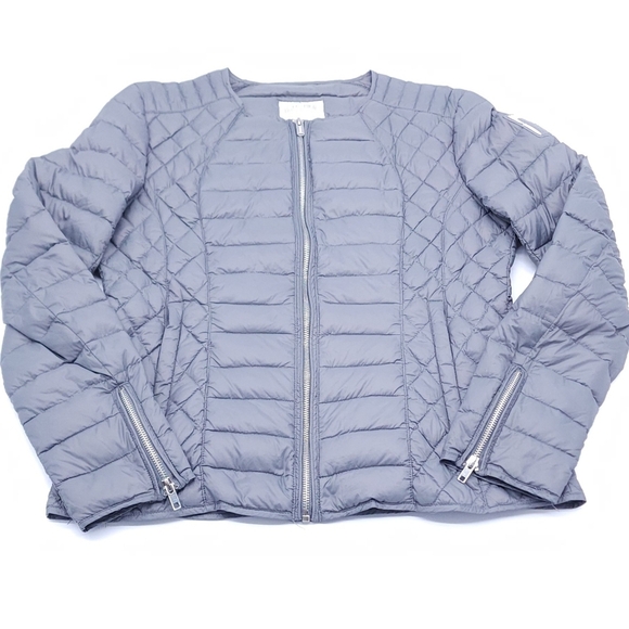 Bomboogie Pure Down Nylon Puffer Lightweight Jacket Full Zip Quilted Grey - Picture 7 of 11